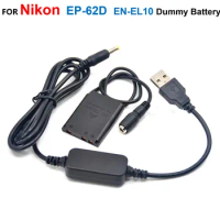 5V USB Power Cable Adapter+EP-62D DC Coupler EN-EL10 Dummy Battery For Nikon Coolpix S200 S500 S520 S570 S600 S700 S3000 S4000