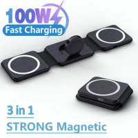 3 in 1 Magnetic Wireless Charger Pad Macsafe Foldable for iPhone 14 13 12 Pro Max Apple Watch 8 7 AirPods 30W Fast Charging Dock