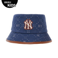 【MLB】童裝 牛仔丹寧漁夫帽 童帽 MONOGRAM系列 紐約洋基隊(7AHTMD63N-50NYS)