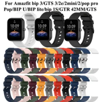 Strap For amazfit bip 3/GTS 3/2e/2mini/2/pop/pop pro/ BIP U/BIP lite/bip 1S/GTR 42MM/GTS Replacement Silicone TPU Wristband Acce