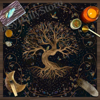 Tree of Life Altar Cloth Tarot Card Tablecloth Pagan Pendulum Witchcraft Astrology Oracle Card Mat Room Home Decor Game Card Pad