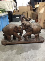 日本回流手工木制大象一對，實木原色未上漆，有一只尾部有裂和修