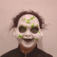 Topeng Berbulu Xinxin untuk Halloween, Topeng Hantu Seram, Topeng Badut, Topeng Lucu Tersenyum, Prop