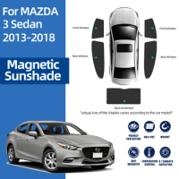 For Mazda 3 Sedan BM 2013-2018 Side Window Sun Shade Shield Car Sunshade Magnetic Front Rear Windshield Mesh Frame Curtain Visor