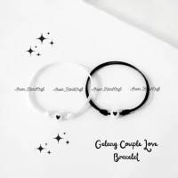 Gelang Tali hitam putih Love Hitam korea waterproof 1mm