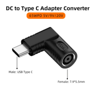 7.9*5.5mm to USB Type C Dc Adapter Charger Connector Converter for Macbook Xiaomi Redmi OPPO Samsung 65W USB Type C PD Adapter