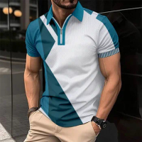 New Summer Men's Hot Selling Polo Neck Shirt Solid Color Button Men's Short Sleeved T-shirt High Quality Wrinkle Resistant Skinc