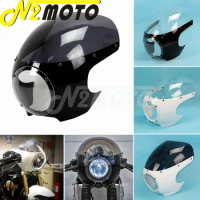 Motorcycle 5-3/4" Cafe Racer Headlight Fairing Windshield Custom Cowl Mask For Harley Sportster 883 1200 Bobber Dyna Drag Racing