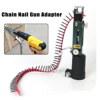 New Automatic Chain Nail Gun Adapter Screw Gun Nozzle Adapter Nail Bracket Chain Nails Kit For Electric Drill Woodworking Tool