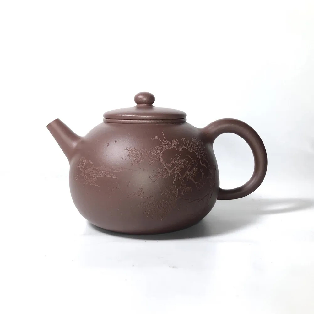 骨董*珍藏*紫砂細密彫*龍頭壺】茶壺茶道聖品超美品中国古美術容量