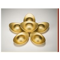 [2玉山網] 全銅擺件 真金鎏鍍實心銅元寶 家居飾品 金元寶禮品擺件 中號 單個