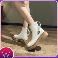【免運】可開發票 今年流行的短靴白色彈力瘦瘦靴小個子切爾西女靴英倫風馬丁靴厚底