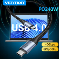Vention 240W USB Type C Cable for PS5 Nintendo Switch Samsung Galaxy S22 Z Fold MacBook Pro USB 4.0 PD Fast Charging USB C Cable