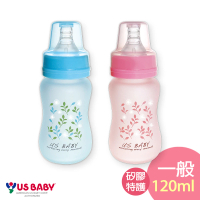 【US BABY 優生】真母感矽膠特護玻璃奶瓶(一般口徑120ml)