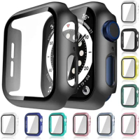 50pcs Glass+Case For Apple Watch Serie 7 6 5 4 3 2 1 SE 45mm 41mm iWatch Case 44mm 40mm Bumper Screen Protector+Cover Watch