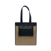 BURBERRY [12.12 Dealcember] Canvas Combination Tote Bag Black Beige