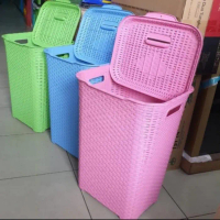Keranjang Laundry Baju Club motif Rotan/Keranjang Baju Plastik