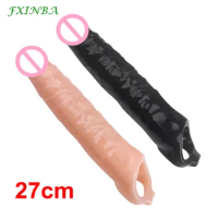 FXINBA 25/27cm Huge Realistic Penis Sleeve Extender Big Cock Sleeve Dick Enlargement Sex Toys For Men Delay Reusable Condom