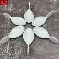 6pcs Set Fish Shaped White Porcelain Snack Dish Hotel Buffet Susi Sauce Spoon Home Party Decoration Dinner Ceramics Tableware