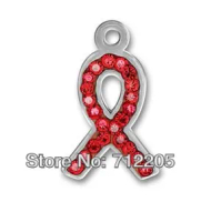 pewter red Austrian crystal ribbon charms (H105951)