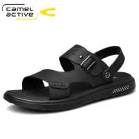 Camel Active 2022 Men Sandals Leather Sandals Men Fashion Comfortable Leisure Buckle Strap Brand Shoes Men Beach Sandals