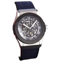 Luxury New Men Automatic Mechanical Watch Titanium Black Grey Leather Sport Watches