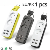 4.0mm/4.8mm EU/KR Plug Power Strip with 4 USB Portable Extension Socket Plug AC Power Travel Adapter USB Smart Phone Charger