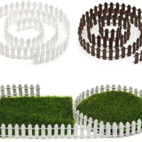 Miniature Fence Garden Decoration, 1 M Miniature Garden Kit, Wooden Fence Terrarium Dolls, DIY Decoration (100 X 3 Cm, White)