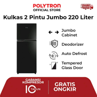 Polytron Kulkas 2 Pintu Jumbo 260 Liter PRW 29MNX Pintu Belleza Hitam Kaca Deodorizer Auto Defrost T