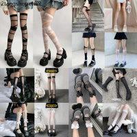 Lorrtta ถุงเท้าคู่ Lolita JK Cosplay ถุงเท้ายาวสไตล์ญี่ปุ่น ลูกไม้ ถุงเท้าเข่า พร้อมส่งจากไทย