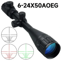 6-24X50AOE Hunting Riflescope Adjustable Red Green Dot Light Tactical Scope Reticle Optical Rifle Sight Sniper Airsoft Air Gun