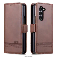 Deluxe Magnetic Adsorption Leather Fitted Case for Samsung Galaxy Z Fold5 / Z Fold 5 5G Flip Cover Protective Case Fundas Coque