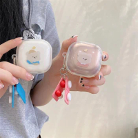 Cute Cartoon Bear Earphone Case for Samsung Galaxy Buds Live Headphone Shockproof Cover for Galaxy Buds Pro Buds 2 with Pendant
