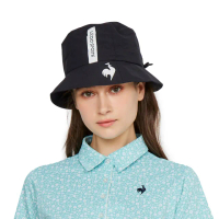 【LE COQ SPORTIF 公雞】高爾夫系列 女款黑色大LOGO防水透氣高爾夫球帽/雨帽 QLT0J170