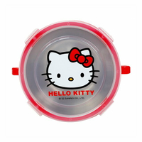 小禮堂 Hello Kitty 兒童不鏽鋼雙耳餐碗附蓋 450ml (紅大臉款)