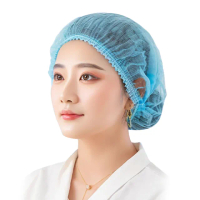 【理享家】藍色雙筋200入組 透氣工作防塵帽(廚師帽 浴帽 護髮帽 安全帽內襯 手術帽 安全帽頭套 網帽)