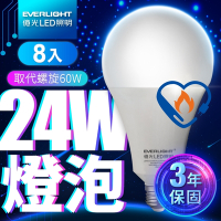 【8入組】億光24W LED超節能Plus球泡燈 BSMI 節能標章(白光/黃光)