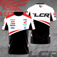 เสื้อยืดพิมพ์ลาย 3D โพลีเอสเตอร์ Fanmade LCR Castrol Honda HRC MotoGP Racing Team