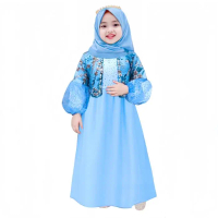 gamis anak motif bunga Rosalina 2 sampai 11 thn , baju gamis anak , baju kondangan anak perempuan , 