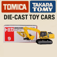 Jengkaut Komatsu, Tomica No.9, Warna Kuning, Skala 1 / 64, Model Kereta Diecast, Takara Tomy, Kotak