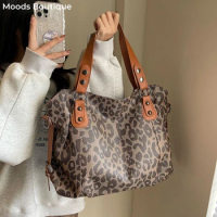 MOODS Leopard Pattern Shoulder Bags For Women Soft PU Leather Large Capacity Shopping Totes 2024 Luxury Designer Handbag Shopper