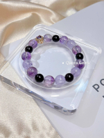 【Diy Amethyst + Garnet  】11MM Amethyst mix 9MM Garnet Bracelet Natural Original Crystal DAMRG001