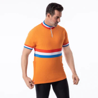 Netherlands Merino Wool Cycling Jersey Short Sleeve Bike Wear Top Retro Classics Men And Women