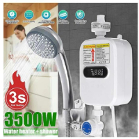 RX-21,3500W Instant Electric Water Heater 3S Heating Bathroom Kitchen Tankless Water Heater Temperature Display Heating Shower