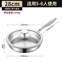 304不銹鋼三層鋼純鈦炒鍋不粘煎鍋平底鍋無塗層鈦鍋不粘鍋