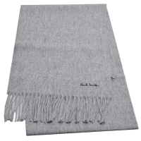 Paul Smith 英國製字母刺繡LOGO100%羊毛造型圍巾(灰色)