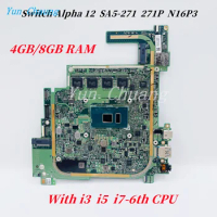 P2JCC_MB REV:2.0A PCB Mainboard For Acer Switch Alpha 12 SA5-271 271P N16P3 Laptop Motherboard With i3 i5 i7 CPU 4GB/8GB RAM