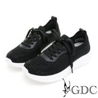 【GDC】輕奢綁帶滿版水鑽舒適軟底休閒鞋-黑色(326190-00)