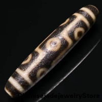 Ancient Tibetan DZI Beads Old Agate Lucky 9 Eye Totem Amulet Pendant GZI 58×12mm
