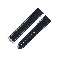 HAODEE 20mm Black Nylon Fabric Watchband Fit For Omega Strap For AT150 Seamaster 300 Planet Ocean De Ville Speedmaster Curved